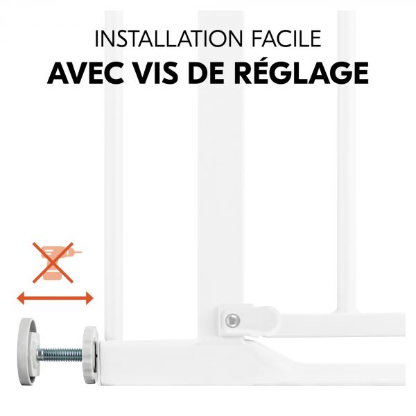 Barrière d'escalier Clear Step 2 avec extension +21 cm White