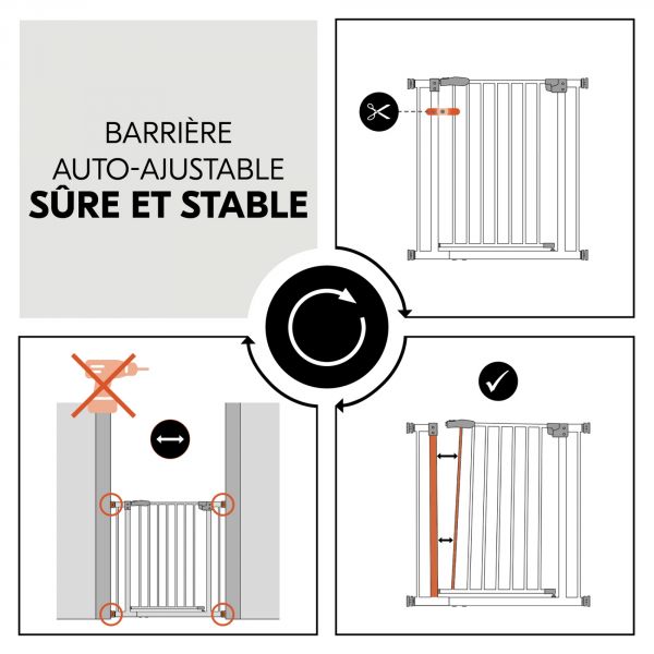 Barrière d'escalier Clear Step 2 avec extension +9 cm White