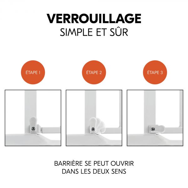 Barrière d'escalier Clear Step 2 avec extension +9 cm White