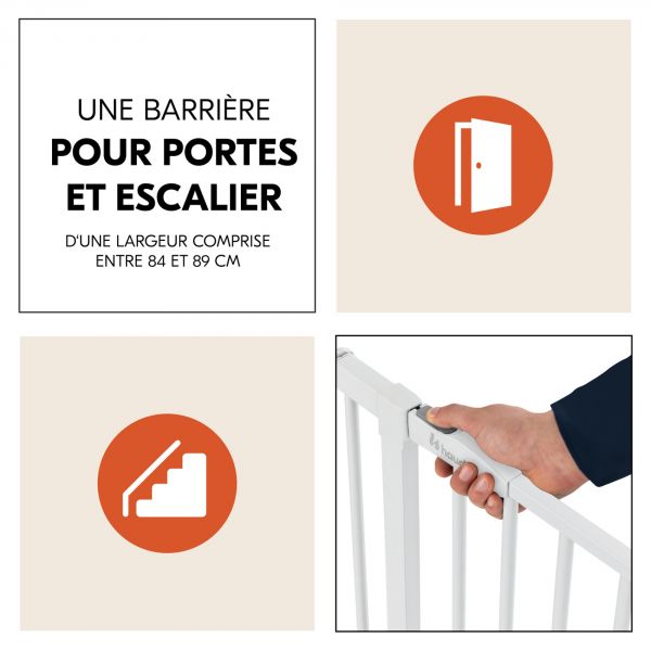 Barrière d'escalier Clear Step 2 avec extension +9 cm White