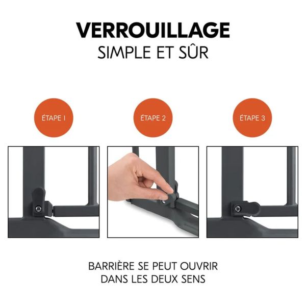 Barrière de sécurité Clear Step autoclose grise (L75-80cm)