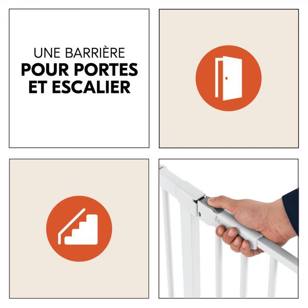 Barrière d'escalier Clear Step Autoclose 2 avec extention +9 cm White
