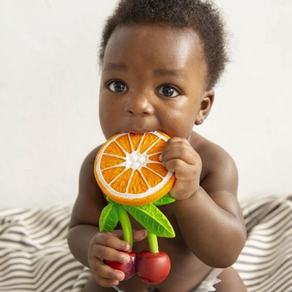 Anneau de dentition Jouet de bain Clémentino l'orange