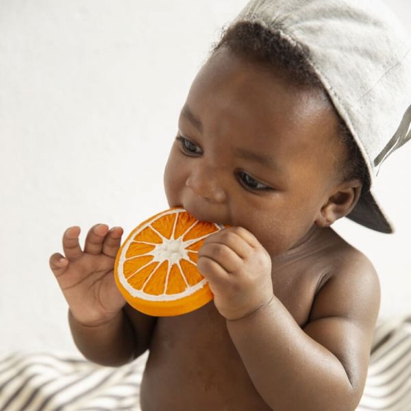 Anneau de dentition Jouet de bain Clémentino l'orange