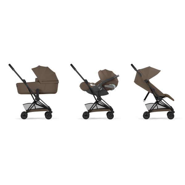 Poussette compacte voyage Coya 2 Confort châssis Matt Black Coconut Brown