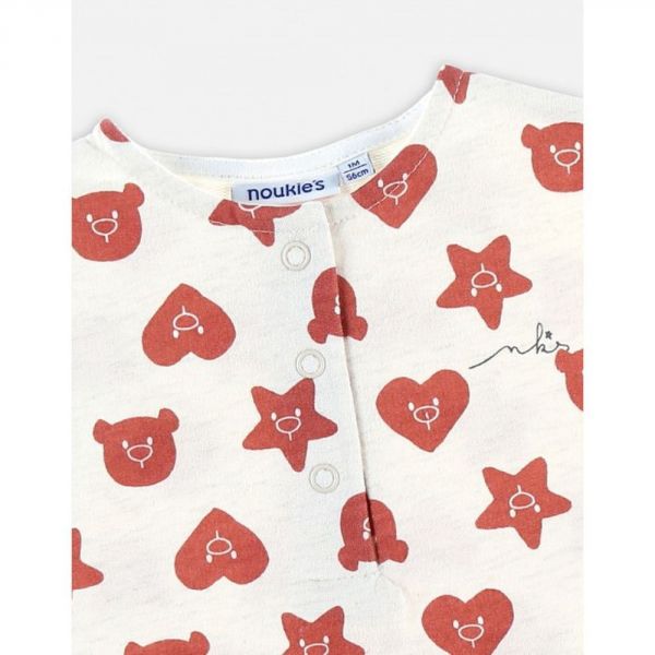 Combishort à imprimée en coton, écru/rouge 1 mois