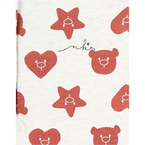 Combishort à imprimée en coton, écru/rouge 1 mois