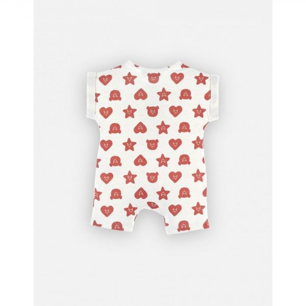 Combishort à imprimée en coton, écru/rouge 6 mois