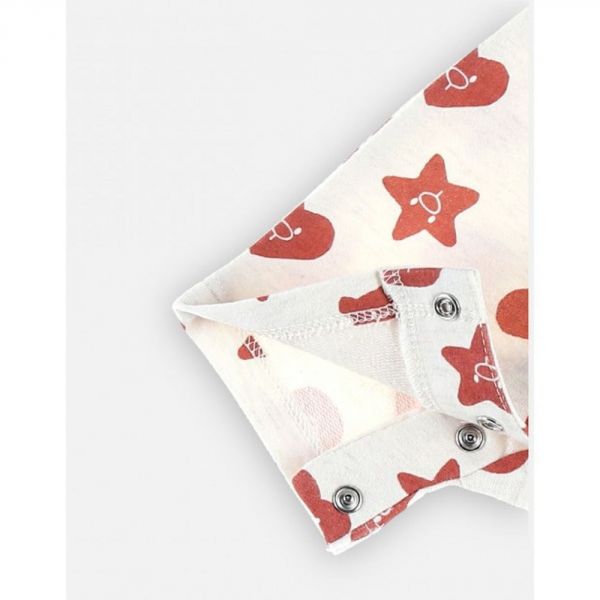 Combishort à imprimée en coton, écru/rouge 9 mois