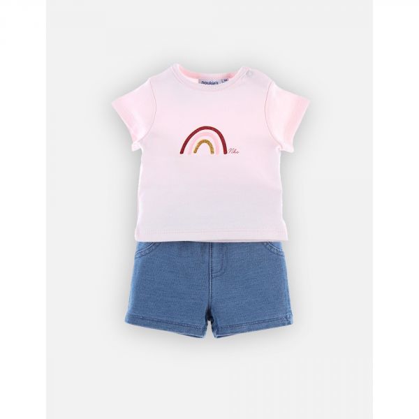 Ensemble short et tee-shirt rose - 1 mois