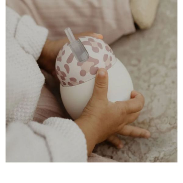 Tasse à paille antifuite en silicone médical 240 ml Coconut, Graouu