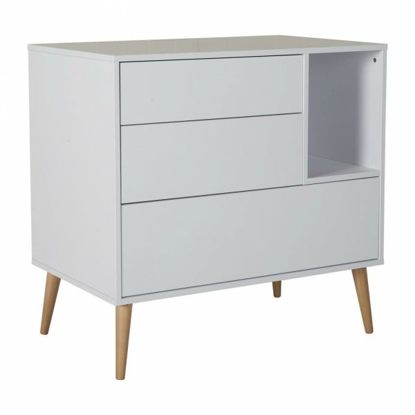 Commode 3 tiroirs 1 niche Cocoon Ice White