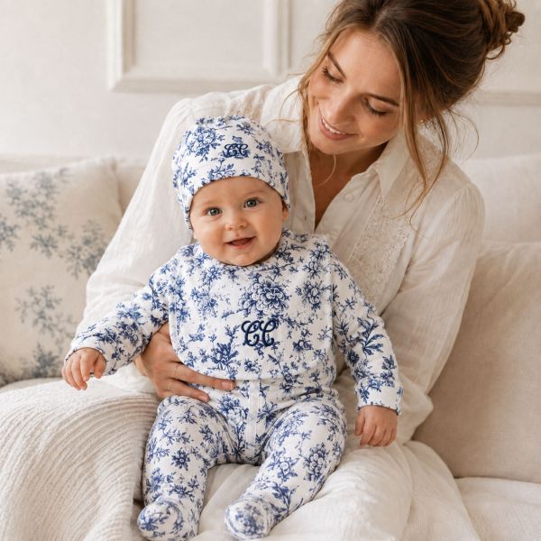 Coffret naissance bébé imprimé Toile de Jouy 18 mois