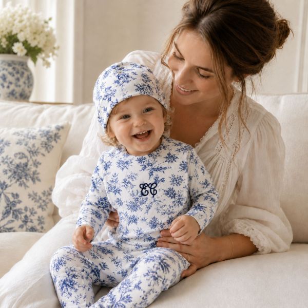 Coffret naissance bébé imprimé Toile de Jouy 12 mois