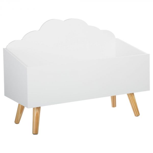 Banc de rangement jouets nuage blanc