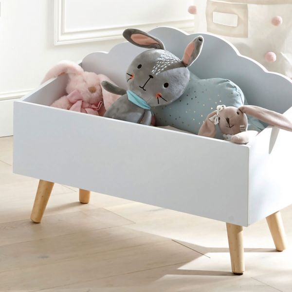 Banc de rangement jouets nuage blanc