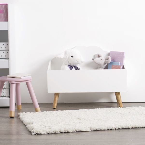 Banc de rangement jouets nuage blanc