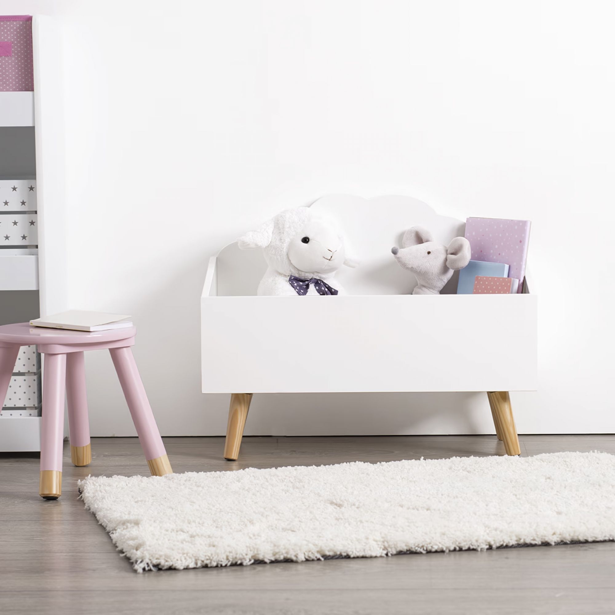 Coffre à jouets en bois Nuage Blanc - Atmosphera For Kids