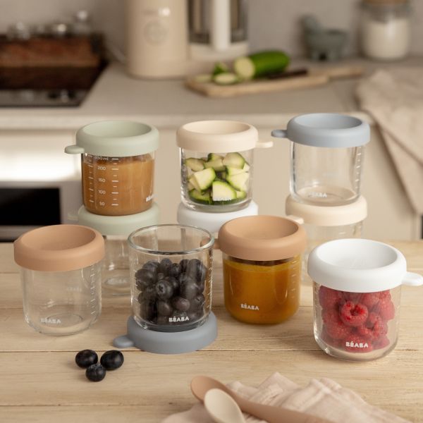 Lot de 10 pots de conservation bébé en verre 250 ml