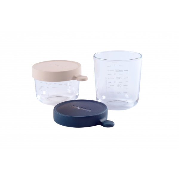 Lot de 2 pots de conservation verre 150 ml pink / 250 ml dark blue