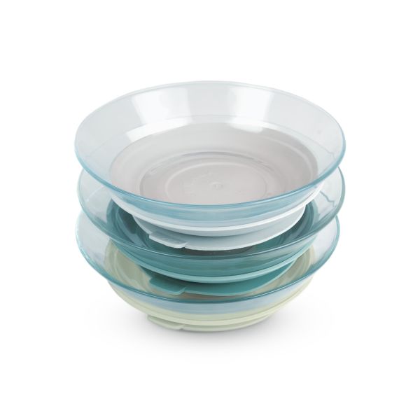 Lot de 3 assiettes bébé en verre Misty green