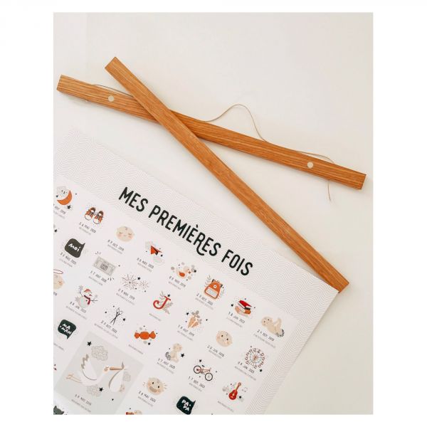 Coffret affiche à tamponner En t'attendant Mamans Peaux claires + porte affiche en bois