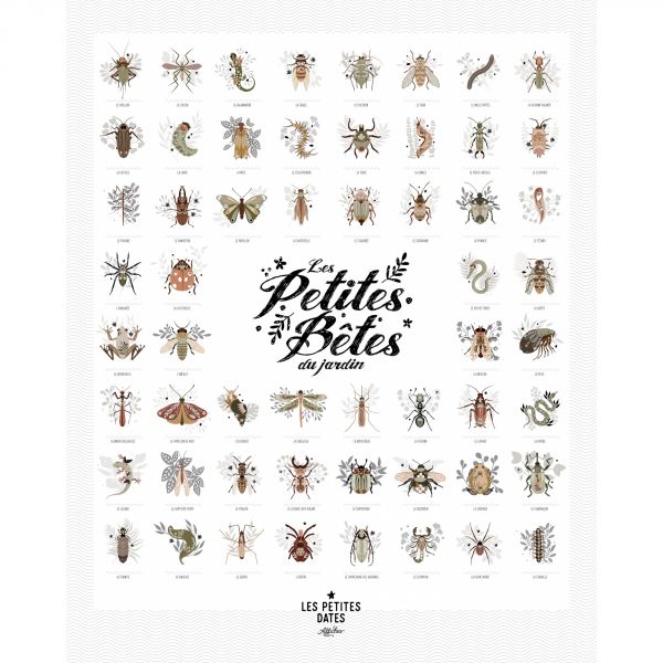 Coffret affiche à tamponner Les petites bêtes du jardin + porte affiche en bois