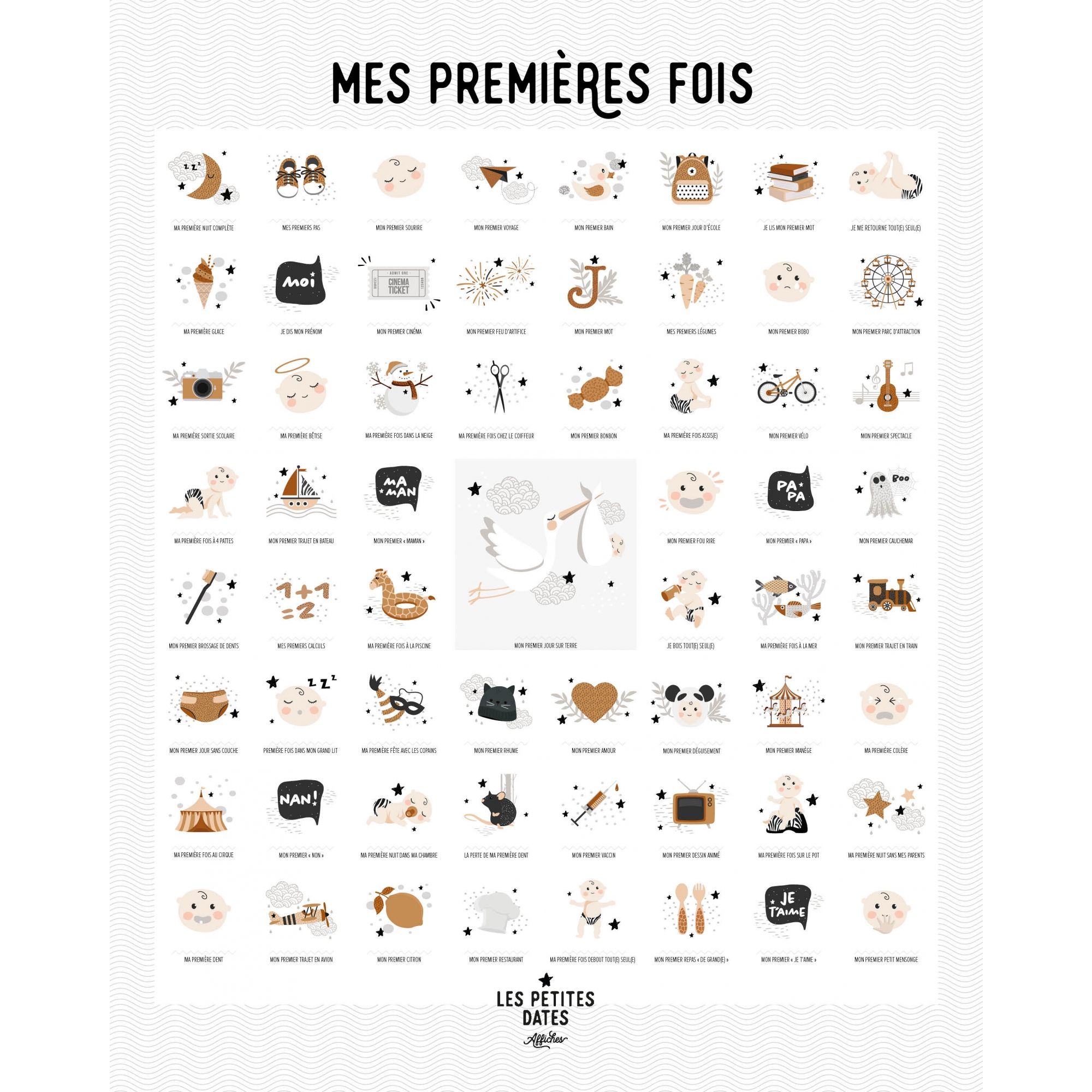 Affiche à tamponner Mes premières fois Maman - Made in Bébé