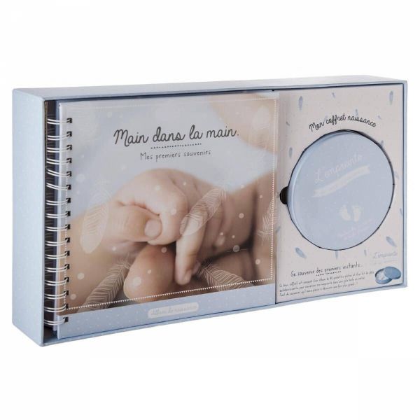 Coffret album de naissance et boîte à empreinte coloris aléatoire