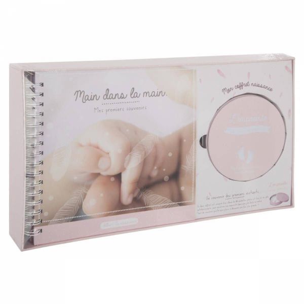 Coffret album de naissance et boîte à empreinte coloris aléatoire