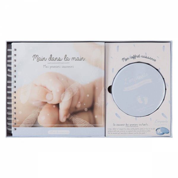 Coffret album de naissance et boîte à empreinte coloris aléatoire