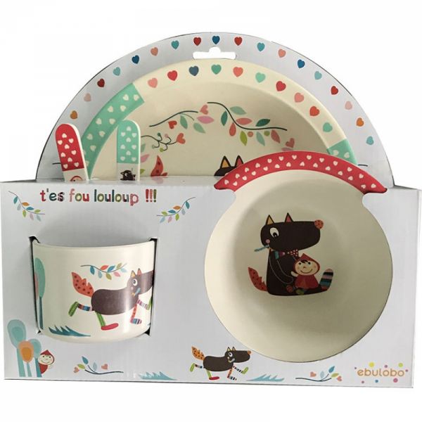 Ebulobo Coffret Repas Enfant Bambou T Es Fou Louloup Made In Bebe