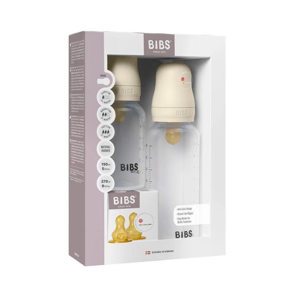 Coffret de 2 biberons + tétines Silicone Ivoire