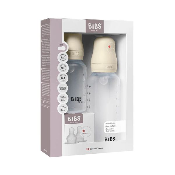 Coffret de 2 biberons + tétines Silicone Ivoire