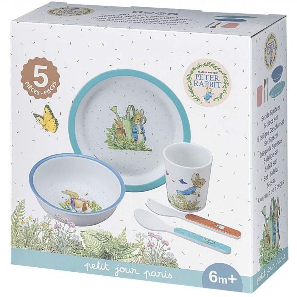 Coffret repas 5 pièces Pierre Lapin - Bleu