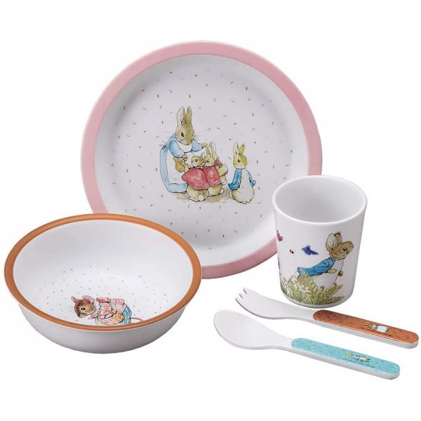 Coffret repas 5 pièces Pierre Lapin - Rose