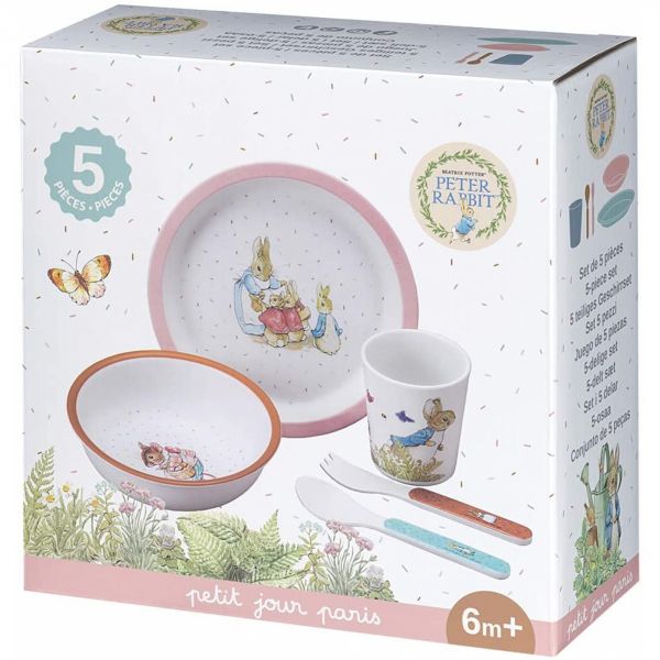 Coffret repas 5 pièces Pierre Lapin - Rose