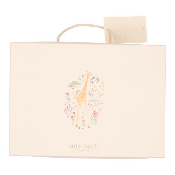 Coffret cadeau : Attache -sucette, Bavoir badana et Lange XL  - Girafe