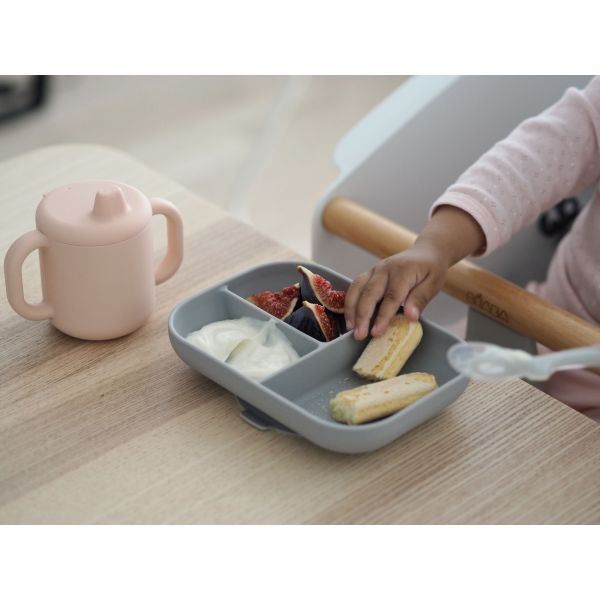 Coffret d'apprentissage silicone + tasse - pink