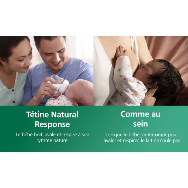 Coffret nouveau-né de 3 biberons Natural response verre SCD878/11 + 1 sucette