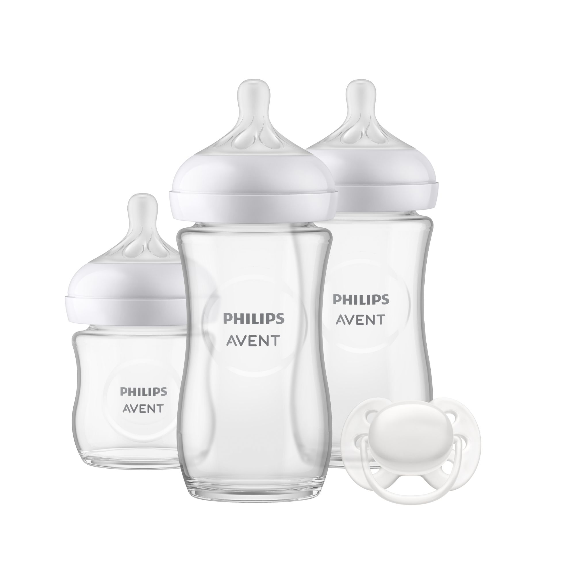 Coffret de 3 biberons Natural verre SCD878/11 + 1 sucette - Made in Bébé