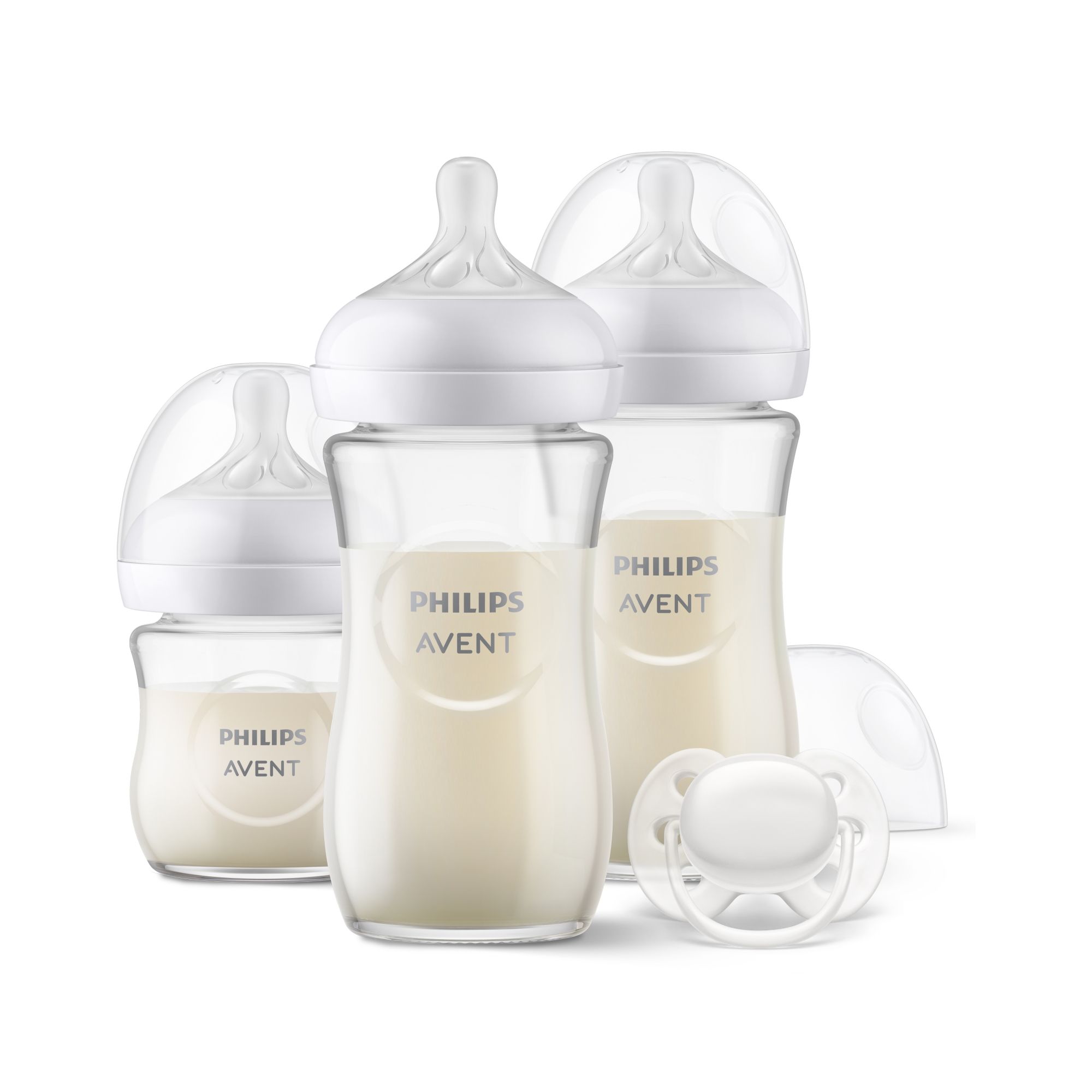 Kit nouveau-né : 3 biberons en verre + sucette Philips AVENT