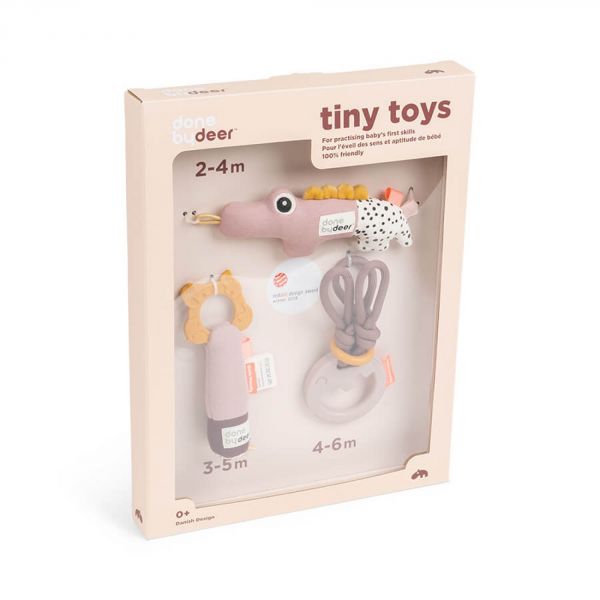 Coffret de 3 hochets rose