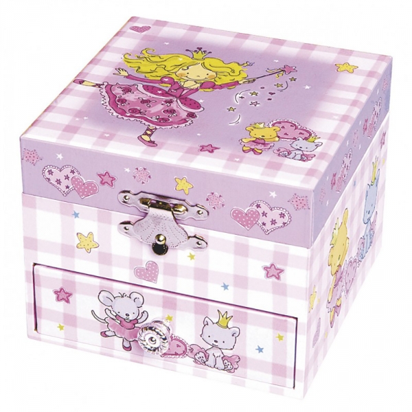 Coffret musical cube Princesse - mauve