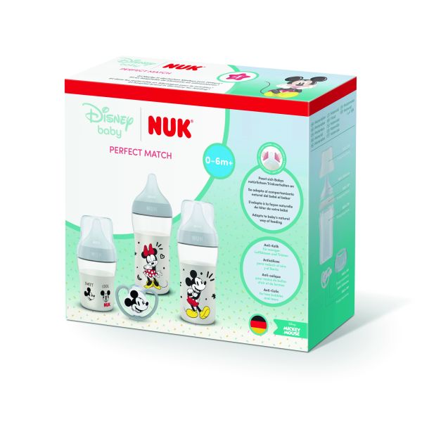 Coffret Perfect Match Mickey - 3 biberons + 1 sucette