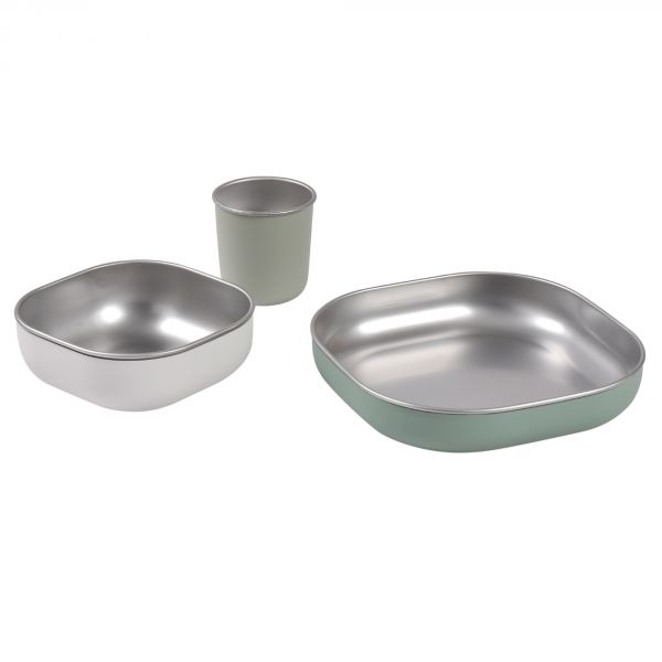 Coffret repas bébé inox - Sage green