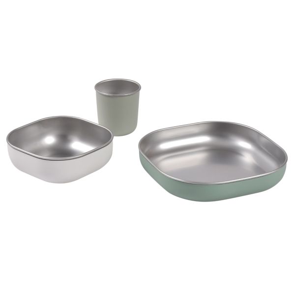 Coffret repas bébé inox Vert sauge