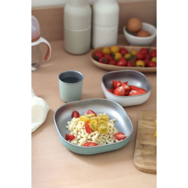 Coffret repas bébé inox Vert sauge