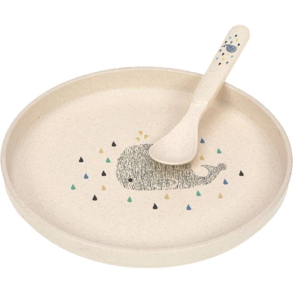 Coffret repas bébé - Water Baleine Beige
