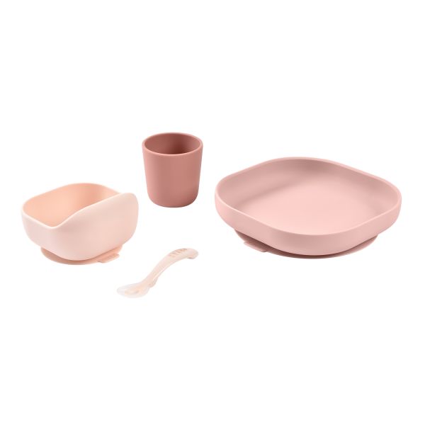 Coffret repas bébé en silicone 4 pièces Barbe à papa